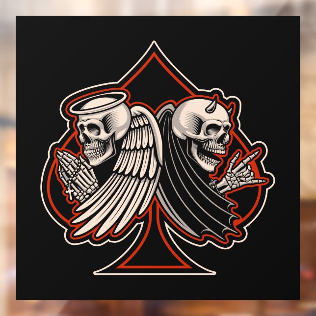 Autocollant Pour Fenêtre Moto Shop Angel n Devil Ace des pique (Feuille 2)