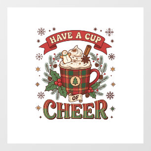 Autocollant Pour Fenêtre Mug à plaid de Noël avec tasse de joie et cacao ch