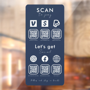 Autocollant Pour Fenêtre Multi QR Code Scan pour payer les médias sociaux M
