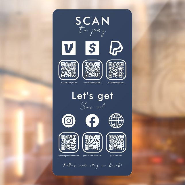 Autocollant Pour Fenêtre Multi QR Code Scan pour payer les médias sociaux M (Feuille 2)