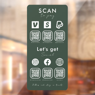 Autocollant Pour Fenêtre Multi QR Code Scan pour payer les médias sociaux V
