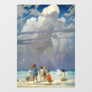 Autocollant Pour Fenêtre N.C. Wyeth Le Géant 1923 Illustration Vintage