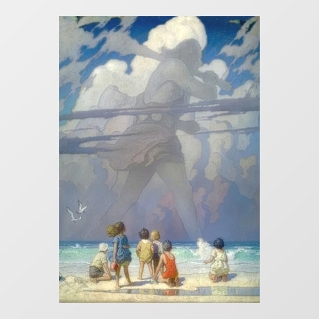Autocollant Pour Fenêtre N.C. Wyeth The Giant 1923 Vintage Illustration (Feuille)