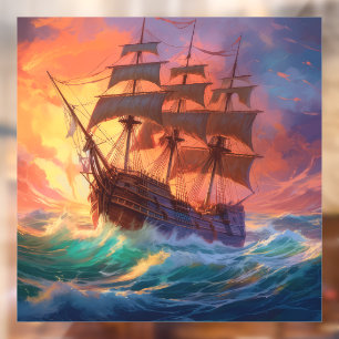 Autocollant Pour Fenêtre Navire À Voile Sur Une Mer Tempérée