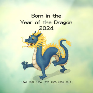 Autocollant Pour Fenêtre Né dans l'année du Dragon 2024 Zodiac chinois