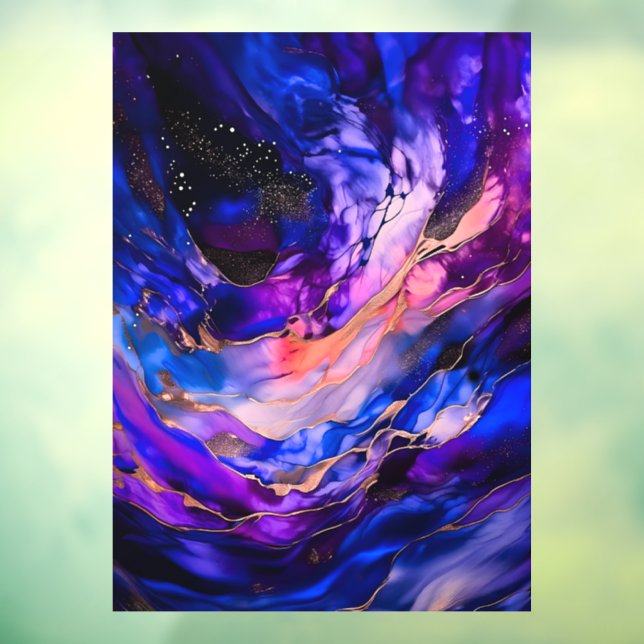 Autocollant Pour Fenêtre Nebula de l'espace violet dans l'encre d'alcool (Feuille 3)