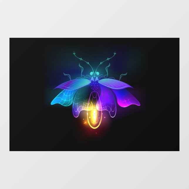 Autocollant Pour Fenêtre Neon Firefly sur noir (Feuille)