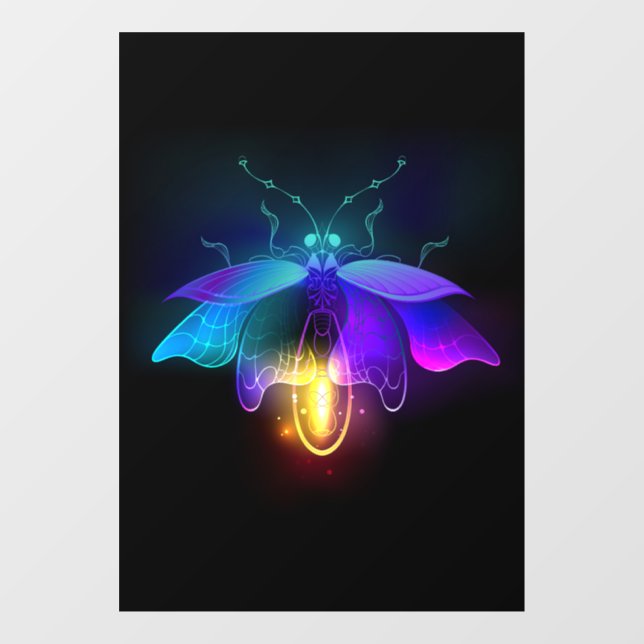 Autocollant Pour Fenêtre Neon Firefly sur noir (Feuille)