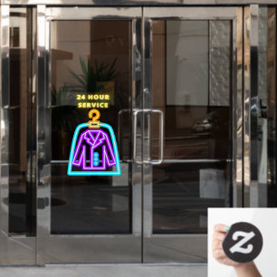 Autocollant Pour Fenêtre Nettoyage à sec Faux Néon Service 24 Heures Façade