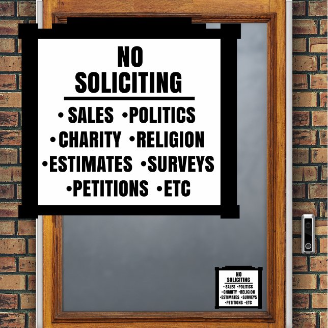 Autocollant Pour Fenêtre NO SOLICITING Window Cling (Créateur téléchargé)