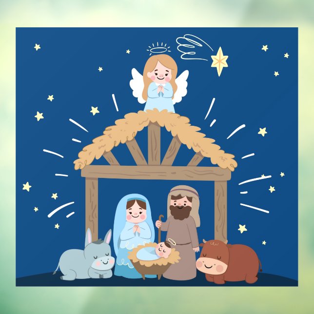 Autocollant Pour Fenêtre Noël Bébé Jésus Fenêtre Nativité Clôture (Feuille 3)