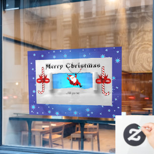 Autocollant Pour Fenêtre Noël du Père Noël et bonbons rouges et blancs