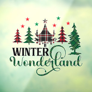 Autocollant Pour Fenêtre Noël festif Pays merveilleux d'hiver