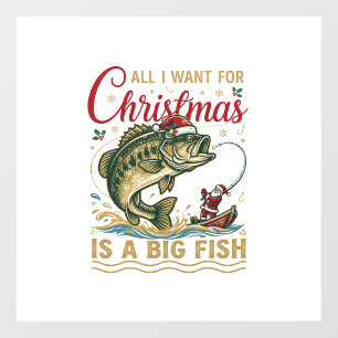 Autocollant Pour Fenêtre Noël Gros Poisson Bass Santa Bateau Pêche