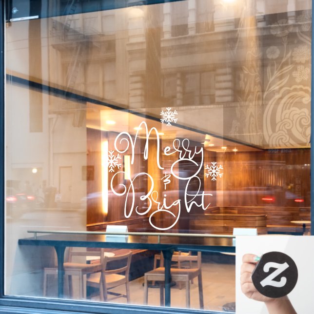 Autocollant Pour Fenêtre Noël Joyeux & Bright Snowflake Shop (Fenêtre de café)