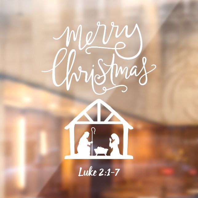 Autocollant Pour Fenêtre Noël Nativité Joyeux Noël Blanc (Feuille 2)