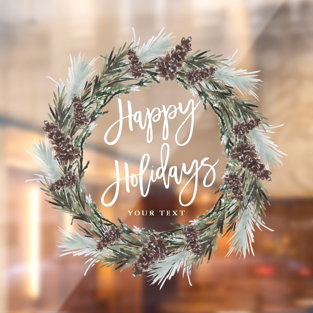 Autocollant Pour Fenêtre Noël Pinecone Wreath Joyeuses Fêtes (Feuille 2)