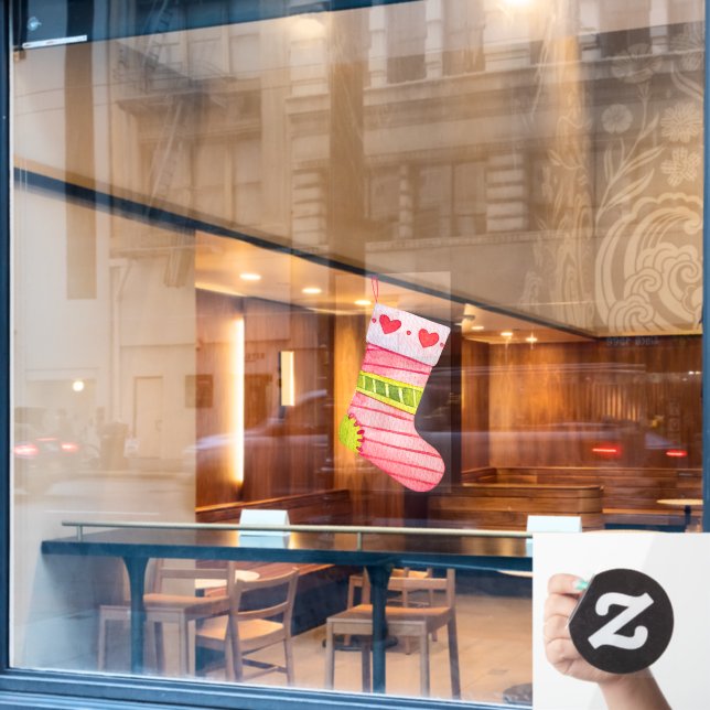 Autocollant Pour Fenêtre Noël Plein De Coeurs (Fenêtre de café)