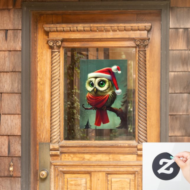 Autocollant Pour Fenêtre Noël rustique victorien de Cute Owl (Porte d'accueil)