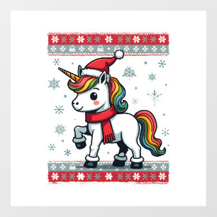 Autocollant Pour Fenêtre Noël vintage licorne dabant arc-en-ciel férié 