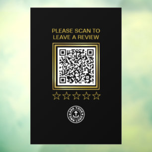 Autocollant Pour Fenêtre Noir Code QR Business Logo Scan To Review