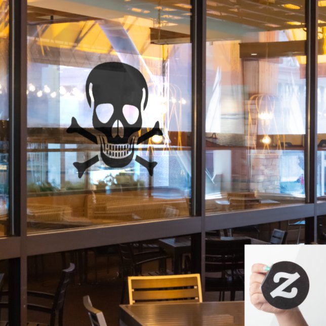 Autocollant Pour Fenêtre Noir Crâne grande fenêtre serrure avant (Fenêtre du restaurant)