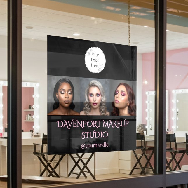 Autocollant Pour Fenêtre Noir gras et rose blush 3 Photo (Créateur téléchargé)