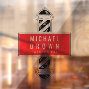 Autocollant Pour Fenêtre noir rouge Barber Shop logo du pôle d'activité