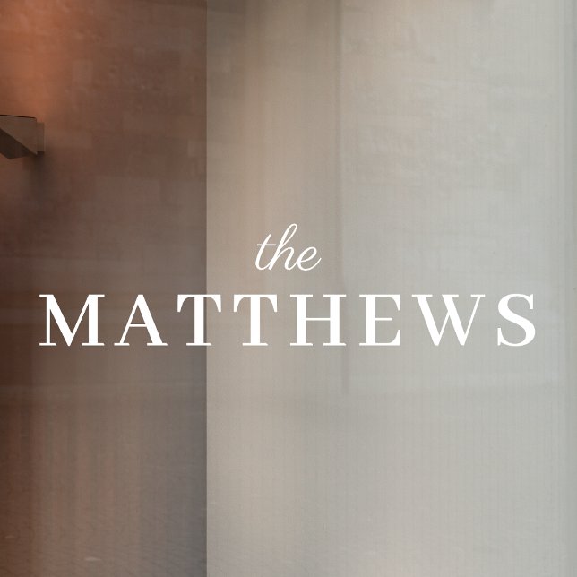 Autocollant Pour Fenêtre Nom de famille | Porte d'entrée blanc transparent (Créateur téléchargé)