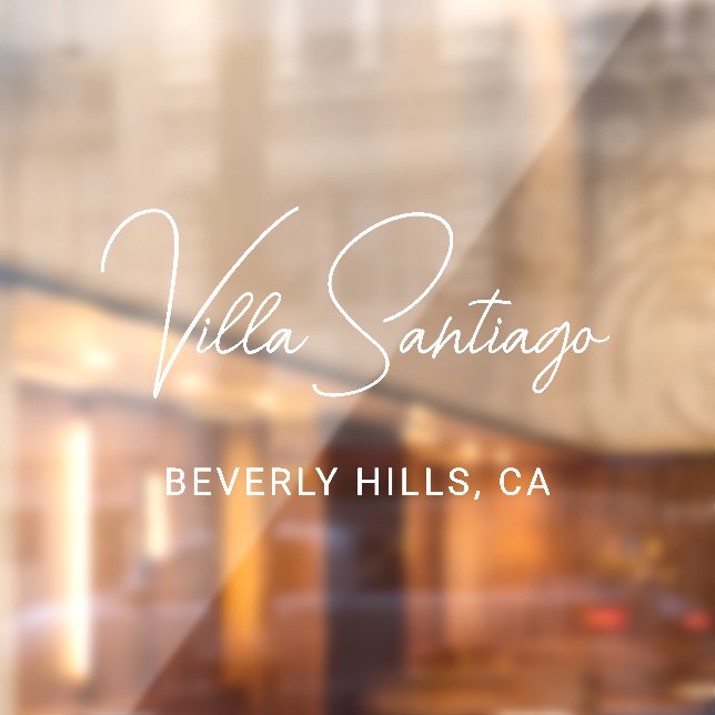 Autocollant Pour Fenêtre Nom de résidence Chic White Script (Feuille 2)