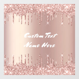 Autocollant Pour Fenêtre Nom de texte personnalisé de la fenêtre rose Gold