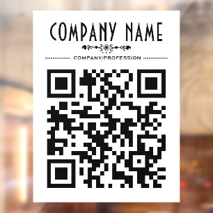Autocollant Pour Fenêtre Nom d'entreprise décoratif et code QR