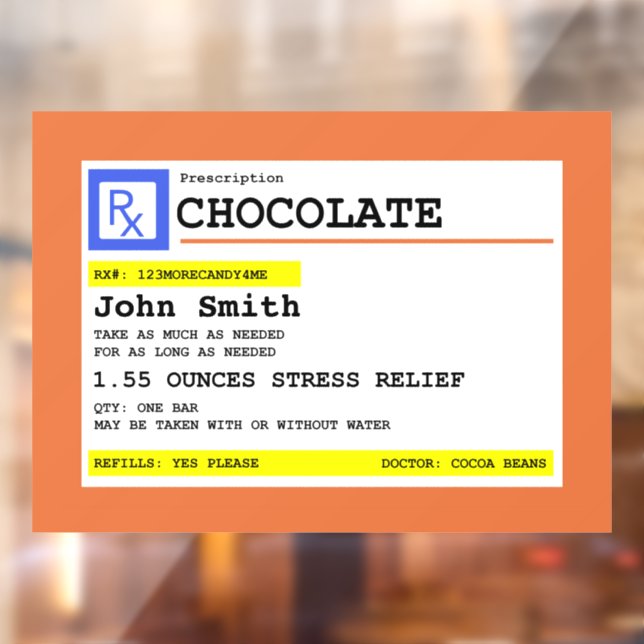 Autocollant Pour Fenêtre Nom du patient personnalisé au chocolat d'ordonnan (Feuille 2)