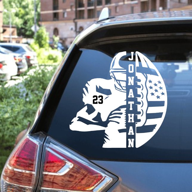 Autocollant Pour Fenêtre Nom et numéro personnalisés de la boîte de footbal (Créateur téléchargé)