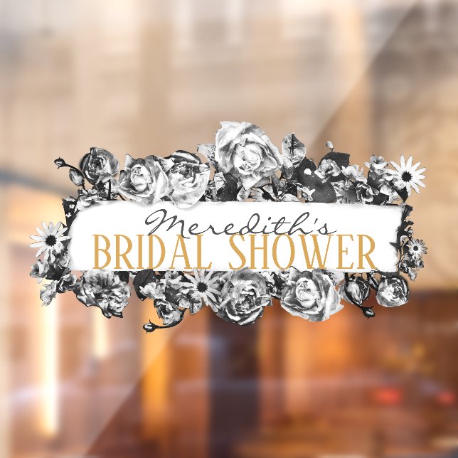 Autocollant Pour Fenêtre Nom personnalisable Gold Roses Chic Monogramme Lux (Feuille 2)