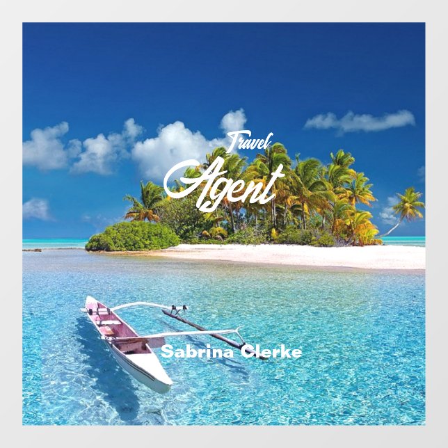 Autocollant Pour Fenêtre Nom personnalisé de l'île de vacances (Feuille)