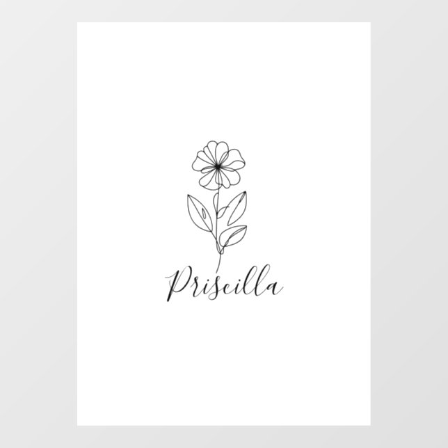 Autocollant Pour Fenêtre Nom personnalisé Février violet Fleur de naissance (Feuille)
