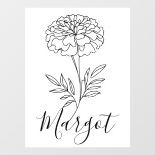 Autocollant Pour Fenêtre Nom personnalisé Octobre Marigold Flower de naissa