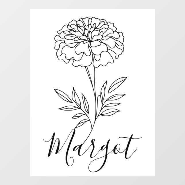 Autocollant Pour Fenêtre Nom personnalisé Octobre Marigold Flower de naissa (Feuille)
