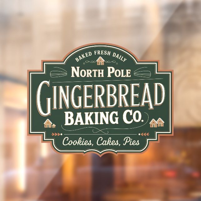 Autocollant Pour Fenêtre North Pole Gingerpain société de boulangerie vinta (Feuille 2)