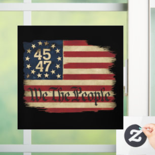 Autocollant Pour Fenêtre Nous Le Peuple Trump 45 47 Déchiré Drapeau Vintage