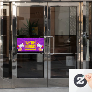 Autocollant Pour Fenêtre Nous recrutons Couleurs vives jaune violet