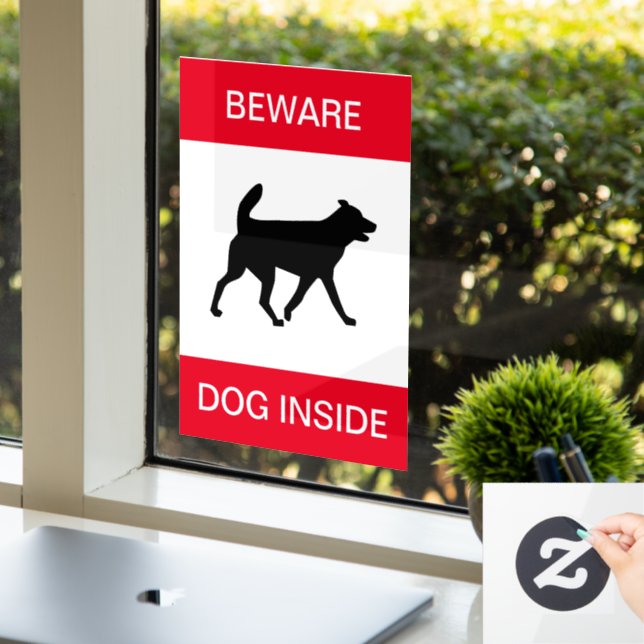 Autocollant Pour Fenêtre NOUVEAUTÉ ! Attention Chien à l'intérieur - Clin d (Bureau)