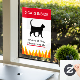 Autocollant Pour Fenêtre NOUVEAUTÉ ! Chat à l'intérieur En coque de feu -Pr
