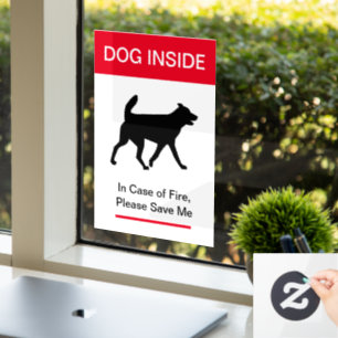 Autocollant Pour Fenêtre NOUVEAUTÉ ! Chien à l'intérieur En coque de feu -P