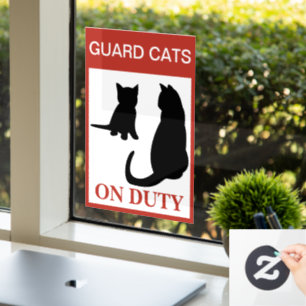 Autocollant Pour Fenêtre NOUVEAUTÉ ! Garde Chat en service — Drôle avertiss
