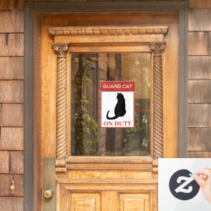 Autocollant Pour Fenêtre NOUVEAUTÉ ! Garde Chat en service — Drôle avertiss