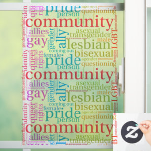 Autocollant Pour Fenêtre Nuage de mots de la communauté arc-en-ciel LGBTQ+ 