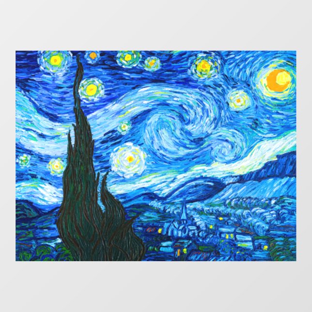 Autocollant Pour Fenêtre Nuit Van Gogh Starry (Feuille)