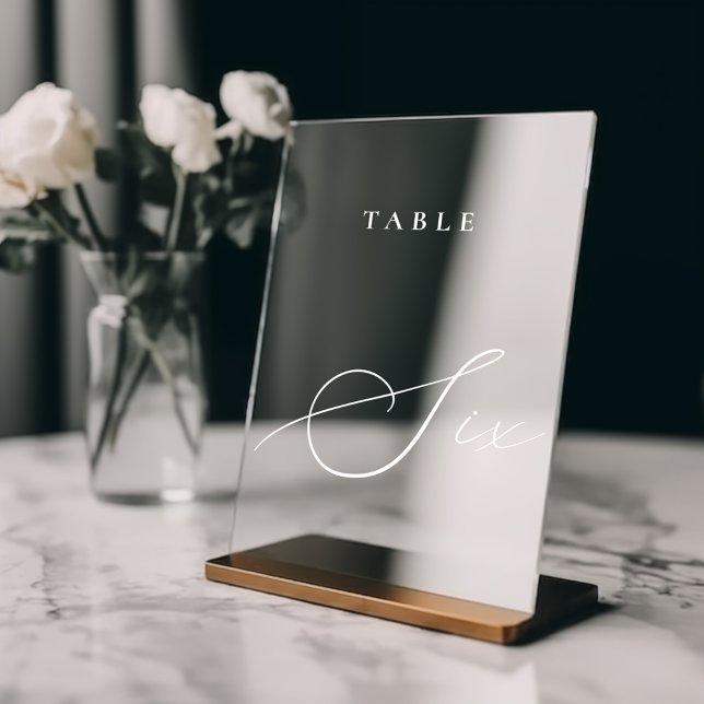 Autocollant Pour Fenêtre Numéro de table six calligraphie moderne (Modern Calligraphy Table Six Table Number Window Cling)